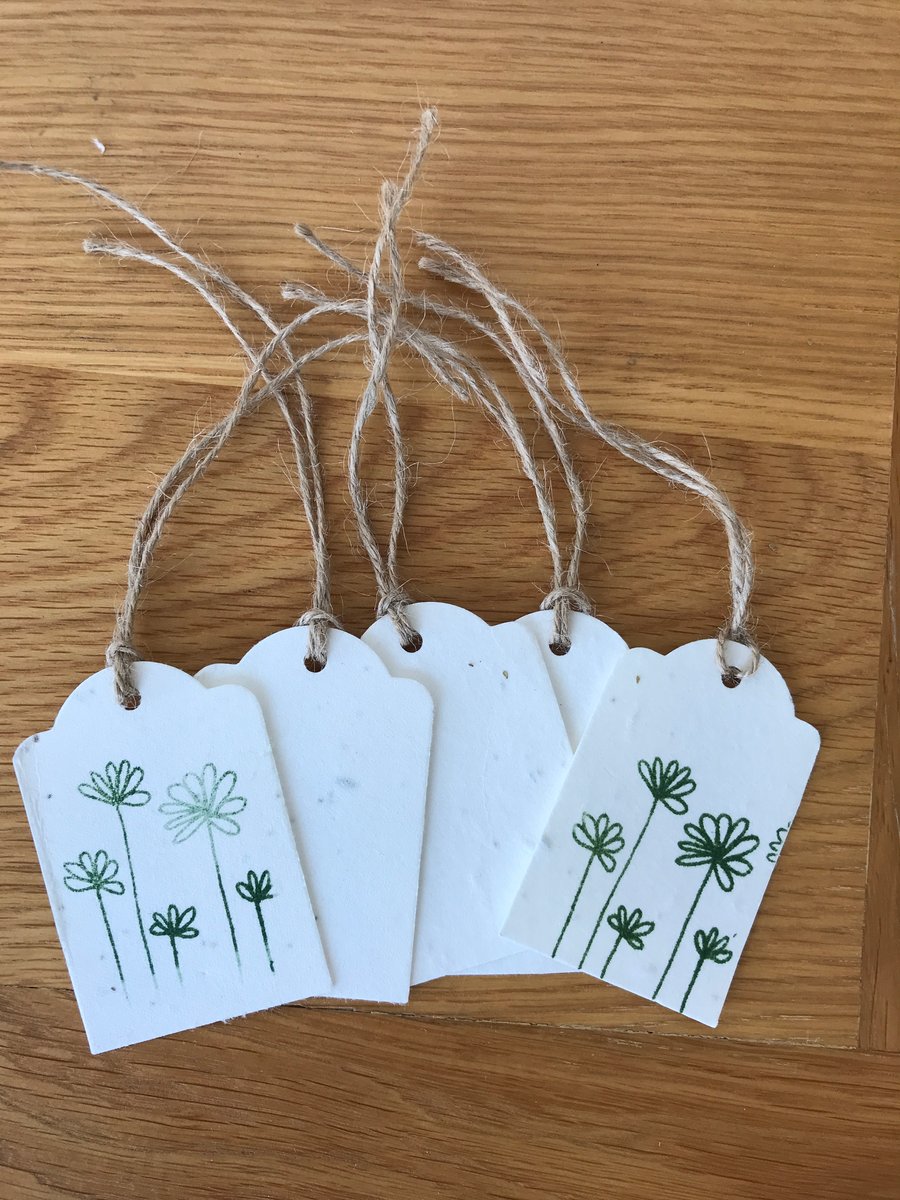 Gift tags made from wildflower mix seed paper