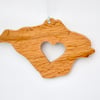 Hanging Isle of Wight shape with cut out heart