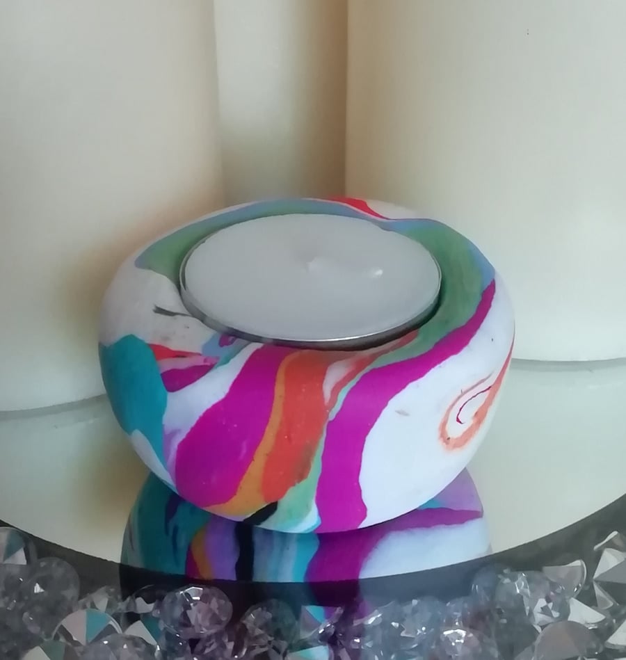 Rainbow tea light candle holder 