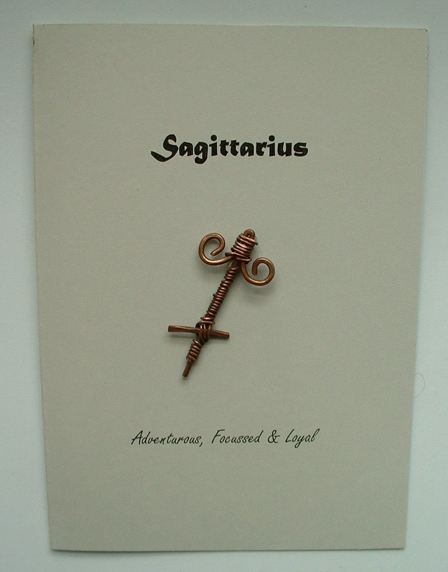 Sagittarius Zodiac Greeting Card with Copper Wire 