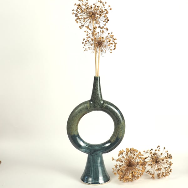 Torus vase in shades of green