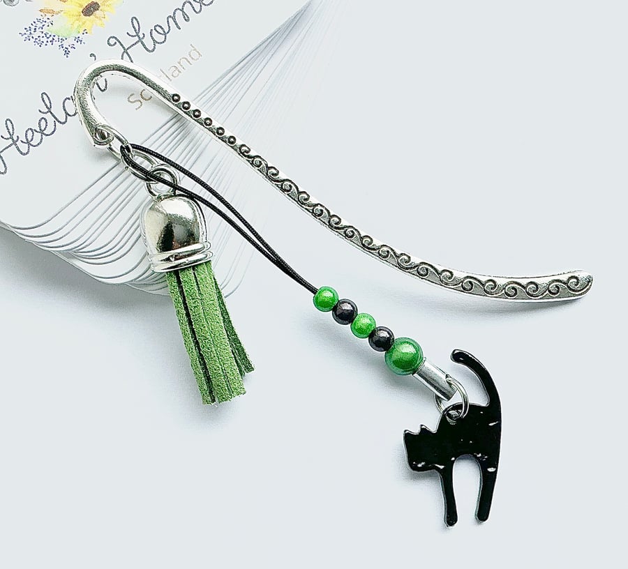 Metal Bookmark. Cat Bookmark. Black Cat. Halloween Bookmark. Spooky. Witches Cat