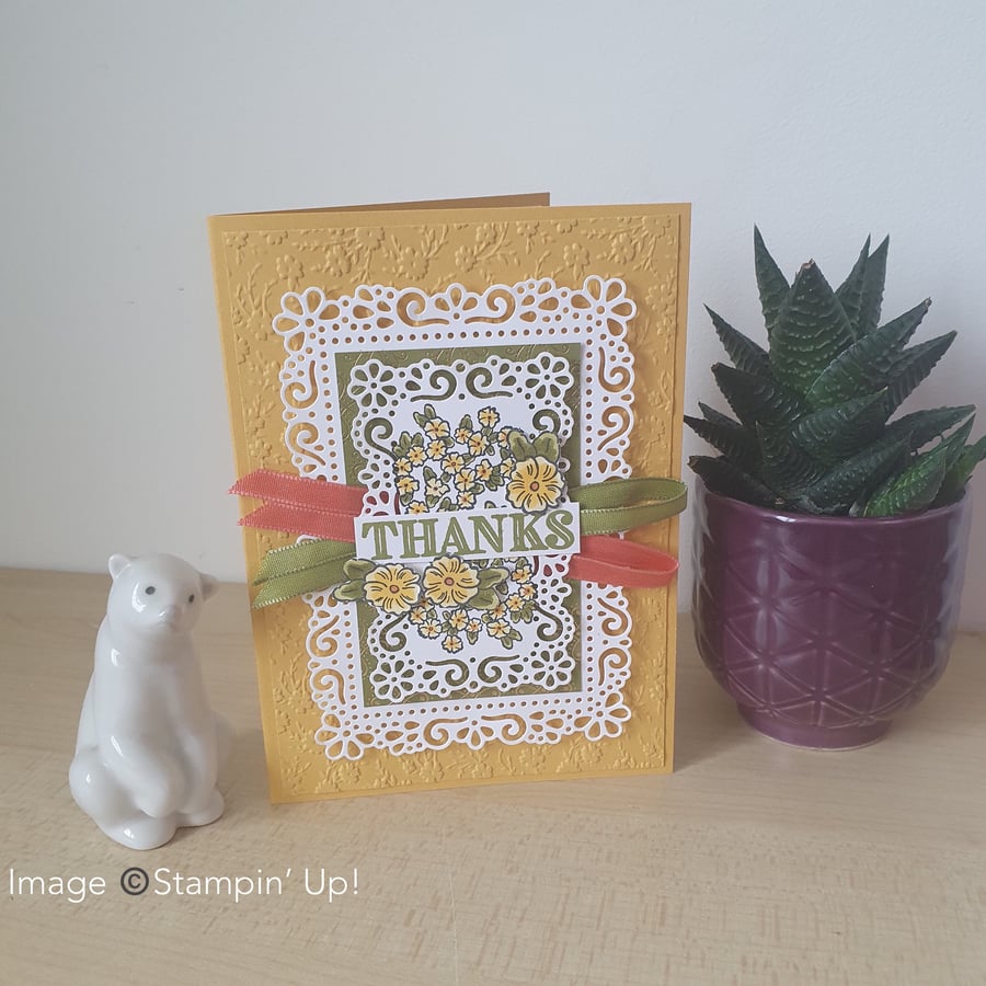 A floral hand coloured thank you card - Folksy