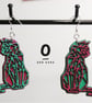 Bright Mismatched Geometric Cat Earrings (Large) Handmade Wood Statement Jewelle - Image 2