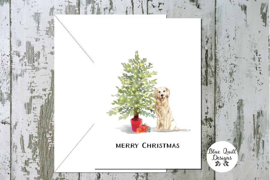 Golden Retriever Folded Christmas Cards - pack of 10 - personalised