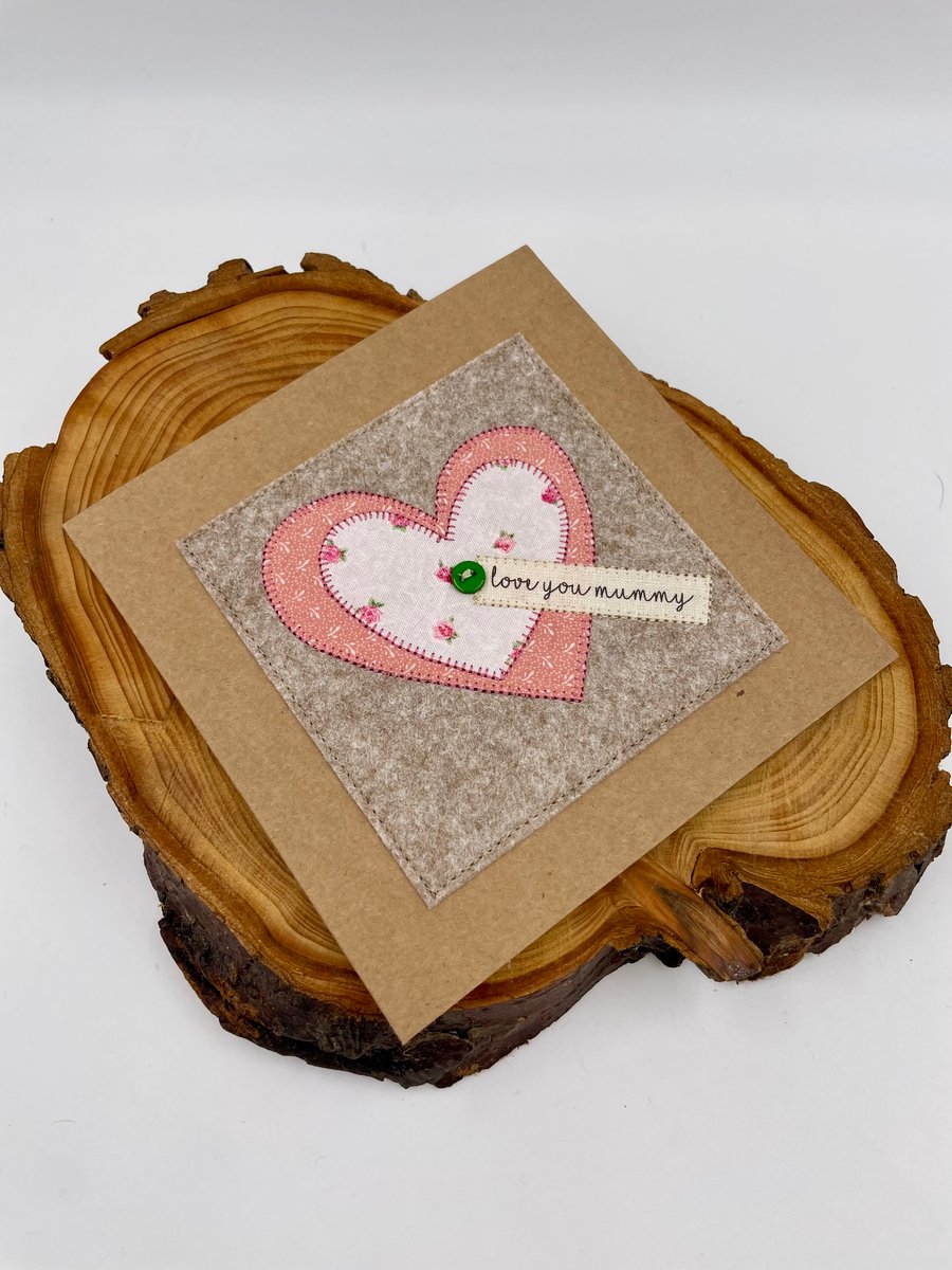 Layered appliqué heart Mother's Day card or birthday
