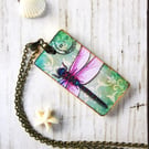 Dragonfly Double Sided Pendant Necklace, Boho Vintage Style