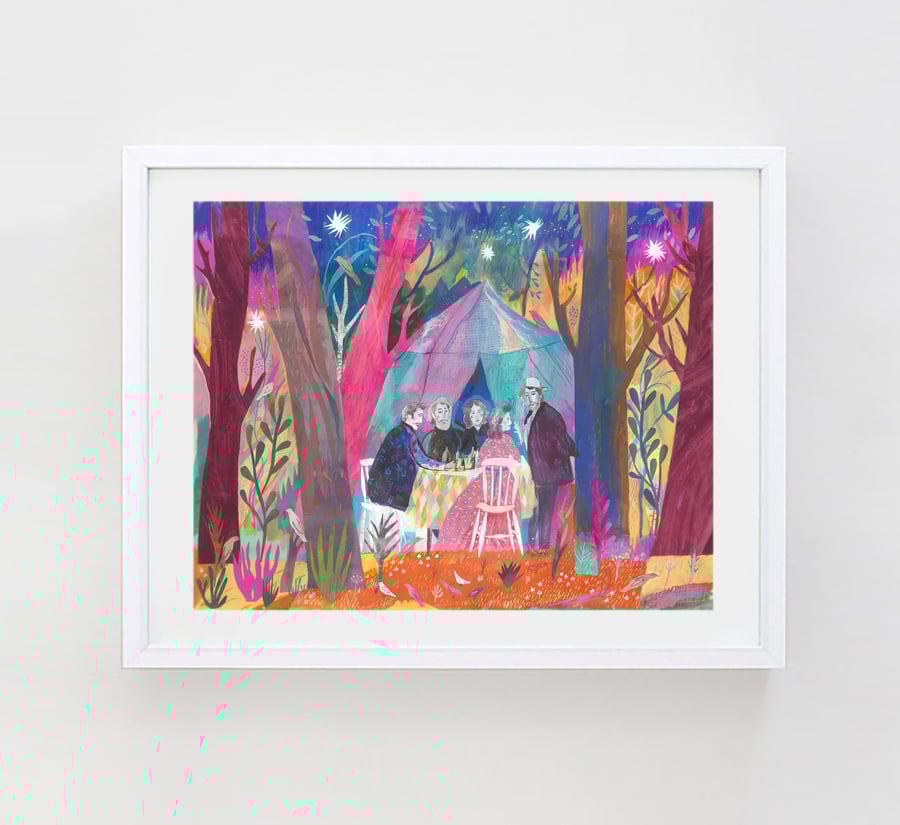 Illustration art print Drinking Beer in Jones's Wood (A3 Print) 