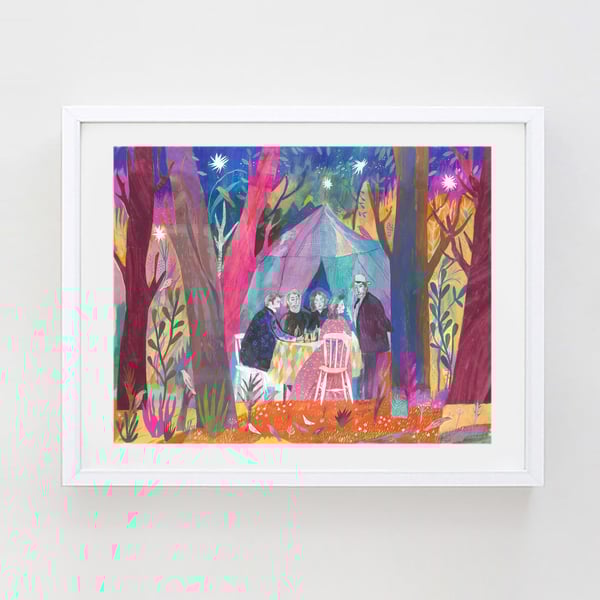 Illustration art print Drinking Beer in Jones's Wood (A3 Print) 