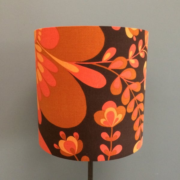 Funky 70s 60s MOD Orange Vintage Fabric Lampshade