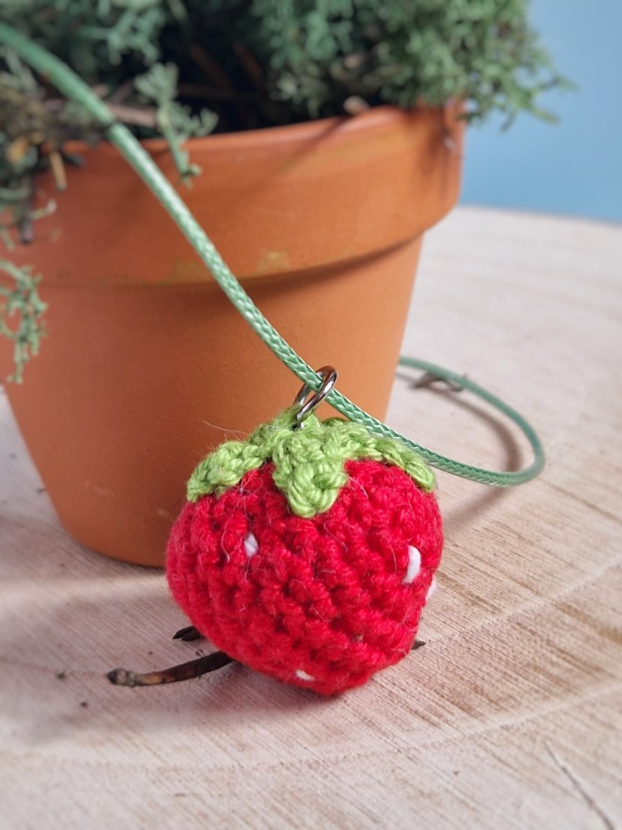 Strawberry Pendant Necklace, Summer Statement Accessory, Fruit Jewellery