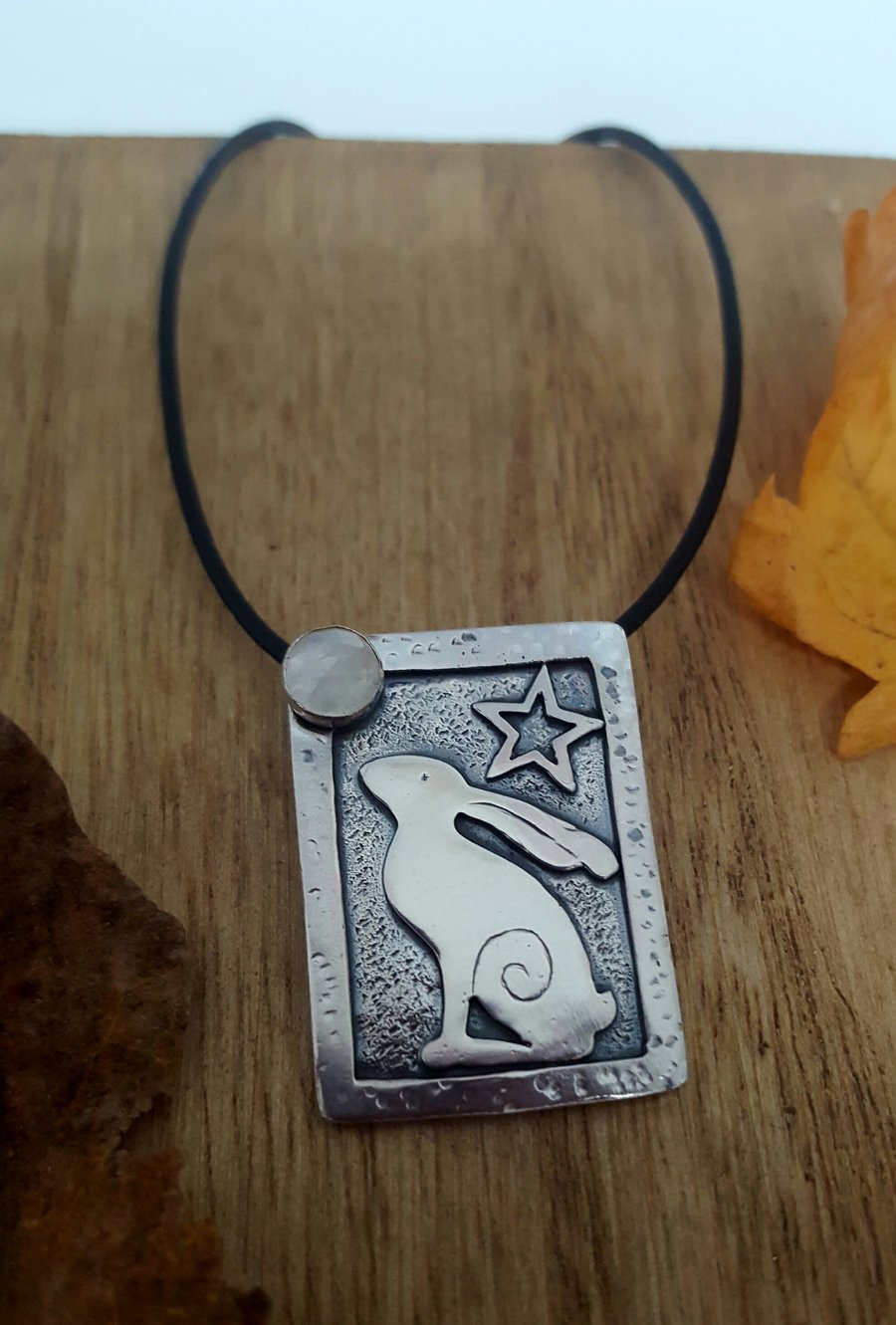 Silver Star Gazey Hare Pendant