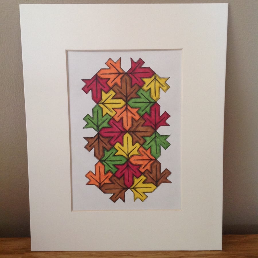 Tessellating Autumn Leaves original drawing