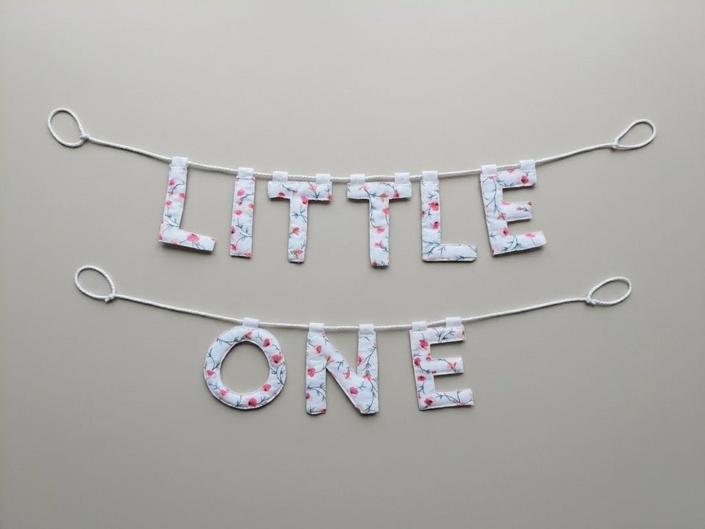 Little One Floral Nursery Banner, Handmade Baby Bunting, Ready to Gift