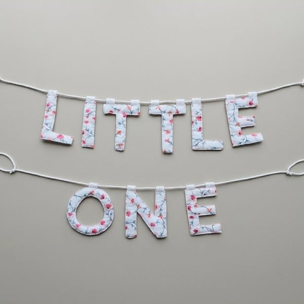 Little One Floral Nursery Banner, Handmade Baby Bunting, Ready to Gift