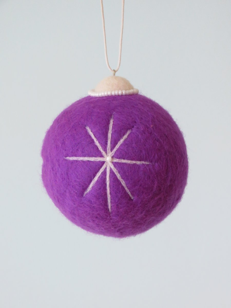 Seconds-Needle Felted Merino Wool Christmas Bauble- Christmas Star 