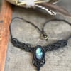 Labradorite Crystal Macrame Necklace, Boho jewellery, includes Free UK Delivery