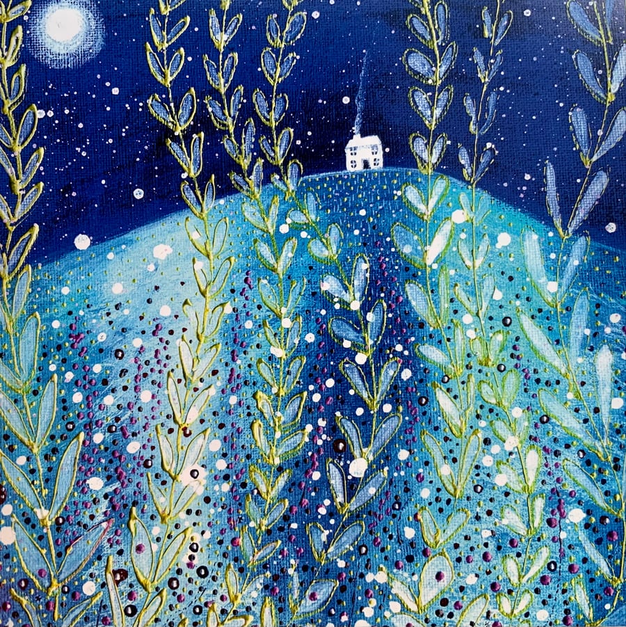 Full Moon Meadows, blank greetings card