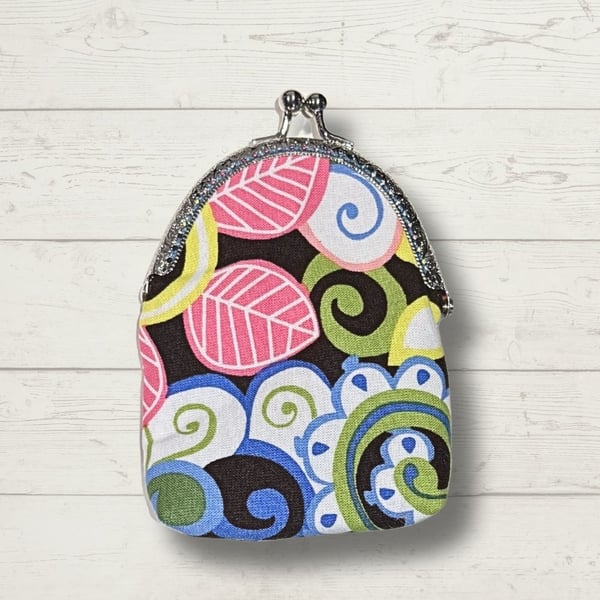 Floral Fabric Coin Purse, Clip Frame Purse, Christmas Present
