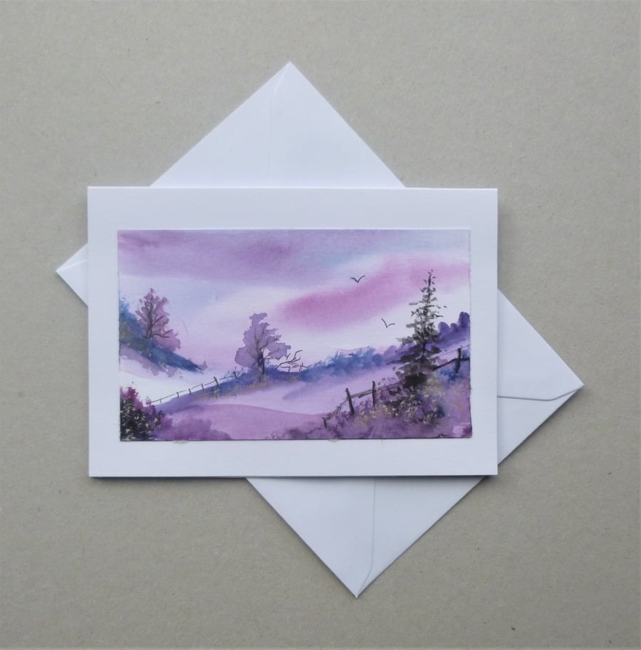 hand painted original art blank card ( ref F 524.B2 )