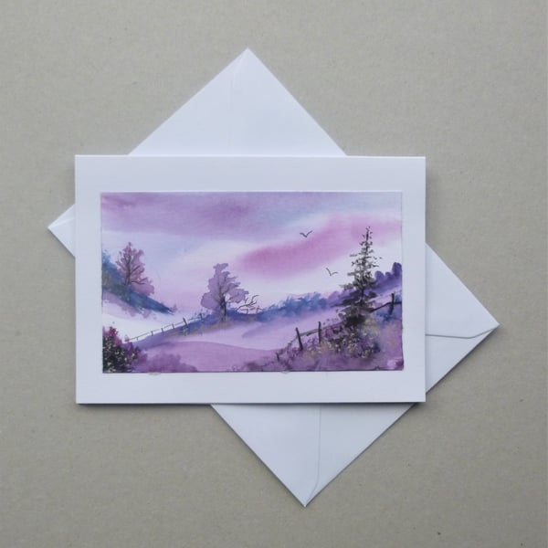 hand painted original art blank card ( ref F 524.B2 )