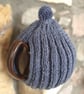 Large Tea Cosy, Brown Betty Compatible, Hand Knitted, Denim Blue - Image 3