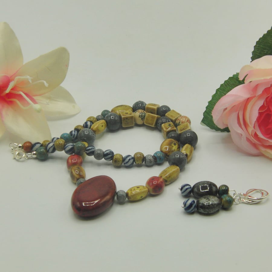 3 Layer Earthy Tones Necklace