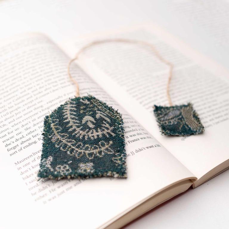 Tea Bag Bookmark - Fabric handmade bookmark - unique bookish gift - Green Teabag