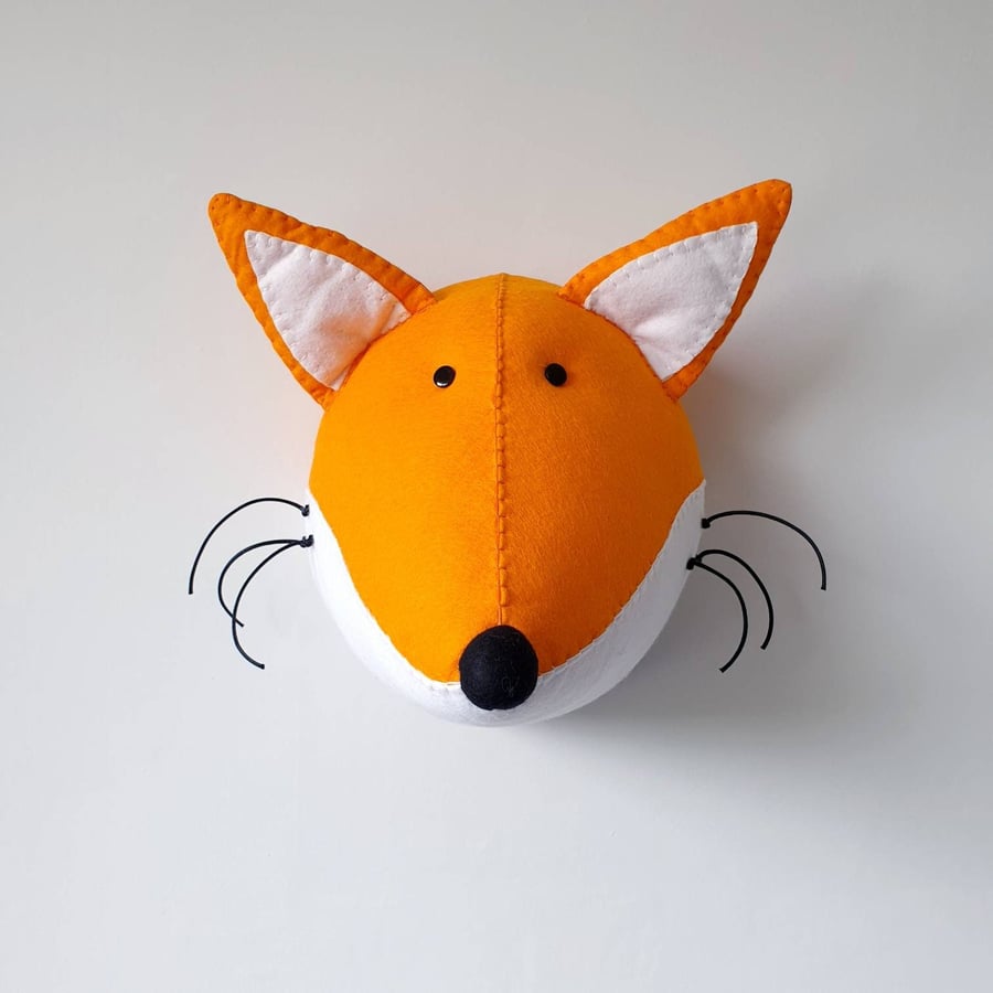 FOX - Felt Faux Taxidermy - Wall Mounted Animal Head