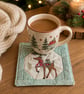 Handmade Christmas Coasters Set Festive Fabric Table Accessories  - Image 3