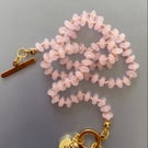 Rose glass rondelle beaded necklace 