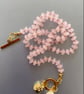 Rose glass rondelle beaded necklace 