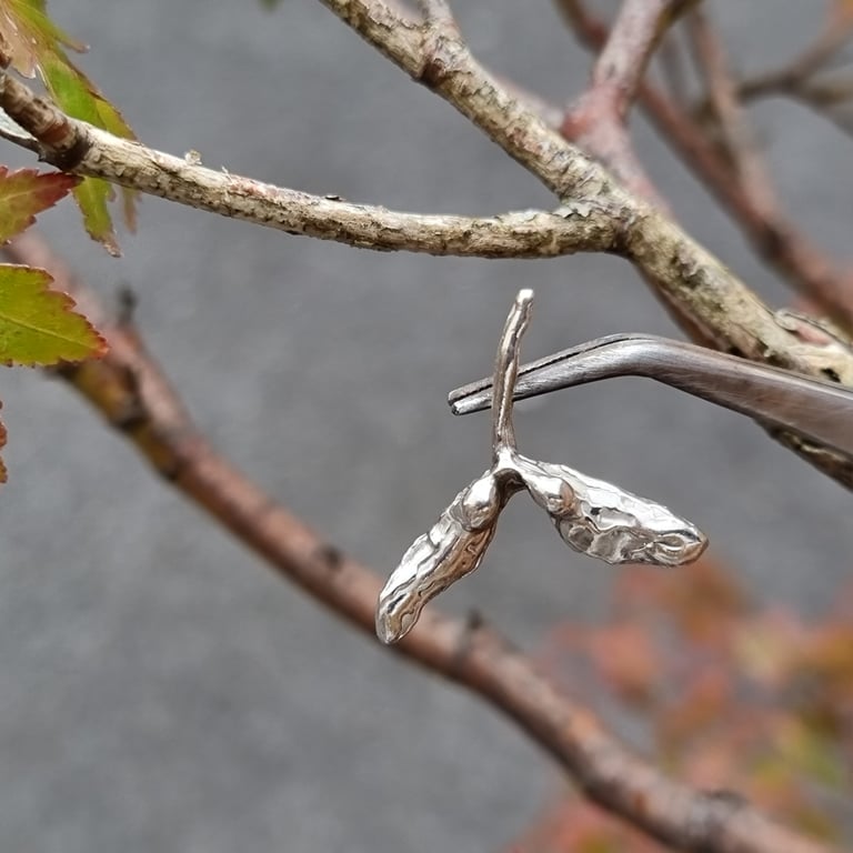 Sycamore seed Sterling Silver pendant 