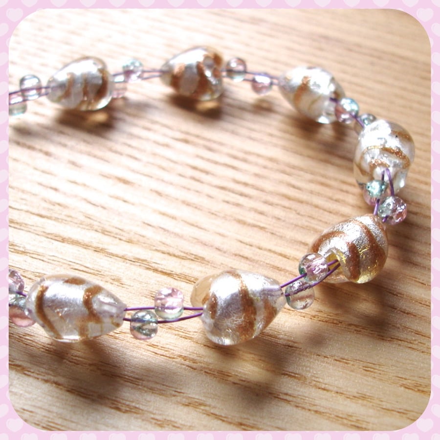 Stripey Heart Bead Bracelet