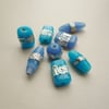 8 Assorted Blue Glass Indian Lampwork Beads