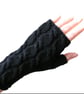 Fingerless Gloves Wrist Warmers Black Merino Wool  - Image 1