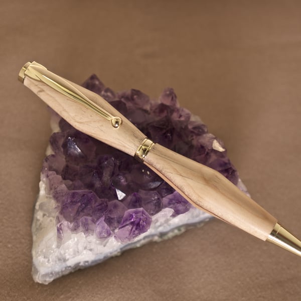 hand crafted wood ballpoint twist pen hand made by the sea on Orkney, R6,7