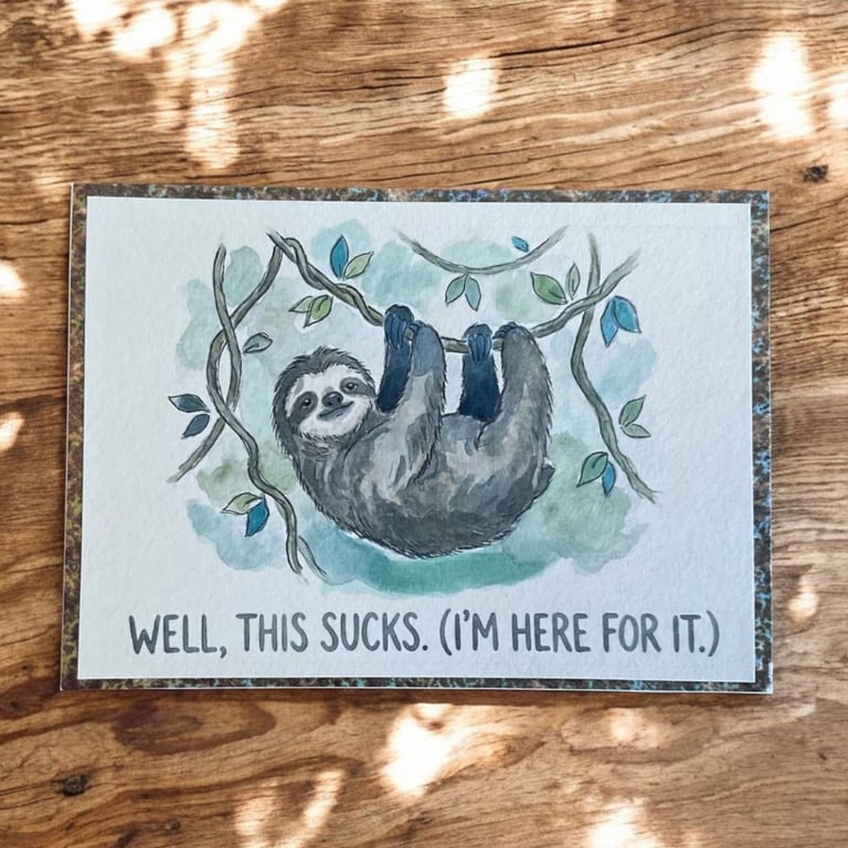 Funny Sloth Thinking of You Card. Well This Sucks Sloth Support Card reserved 