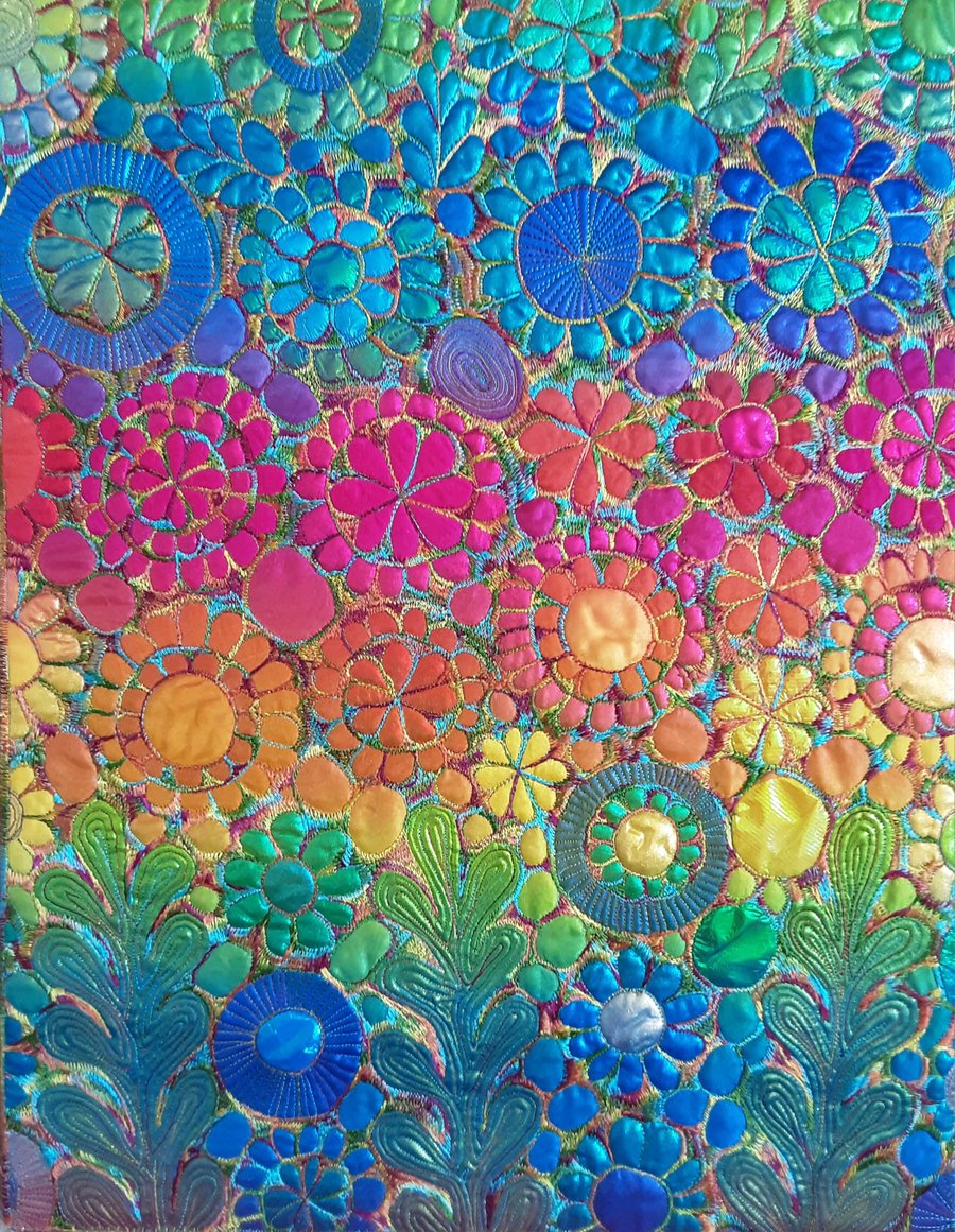 Textile Art Free Machine Embroidery 45.5cms x 3 - Folksy