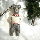 Fair Isle Bear in a cream coloured Christmas jumper