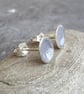 Grey enamel earrings, Monochrome, Circle studs - Image 3