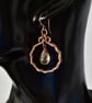 Wire Wrapped Citrine and Copper Hoop Earrings - Image 2