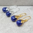 Sapphire Drops Earrings. Dangle Earrings for women. September Birthstone