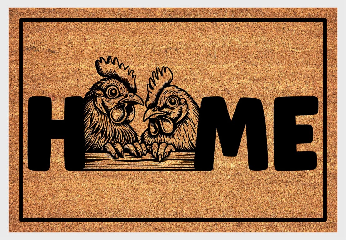 Chicken & Rooster Home Door Mat No.1 - Chicken & Rooster Welcome Mat - 3 Sizes