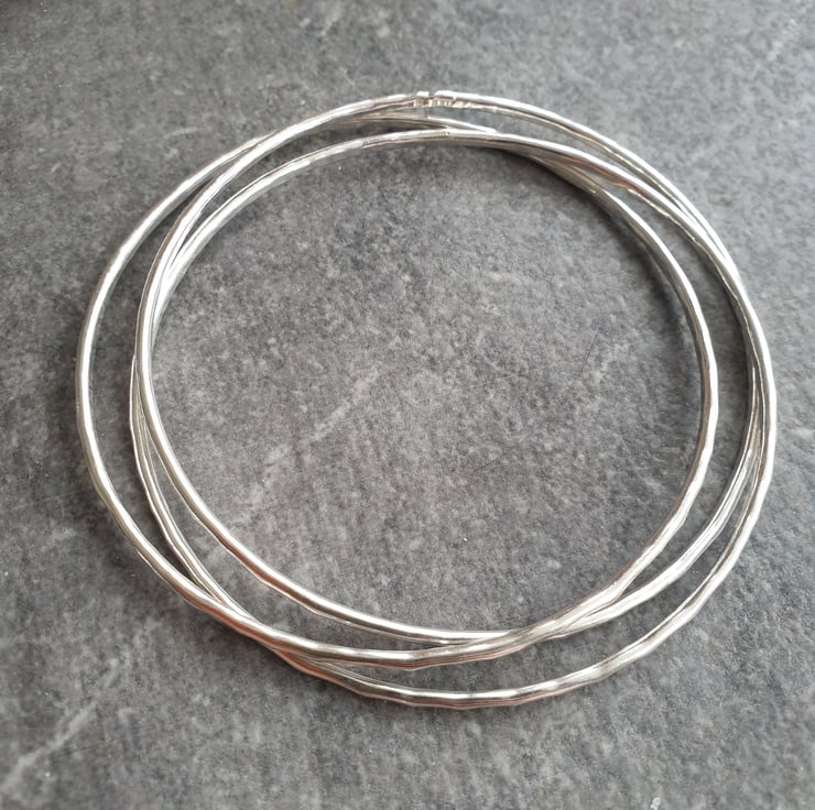 【SV925】Bangle and Ring Set Sterling Silver Bangle Set, Interlocking Russia - Folksy