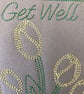 Get Well - Tulips in Watering can 5x7  White Card Handmade Embroidered - Image 2