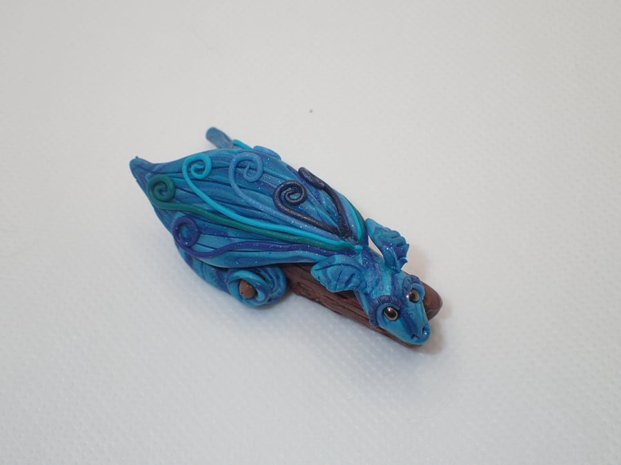 Sea blue polymer clay dragon