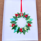 Fused glass traditional wreath decoration 