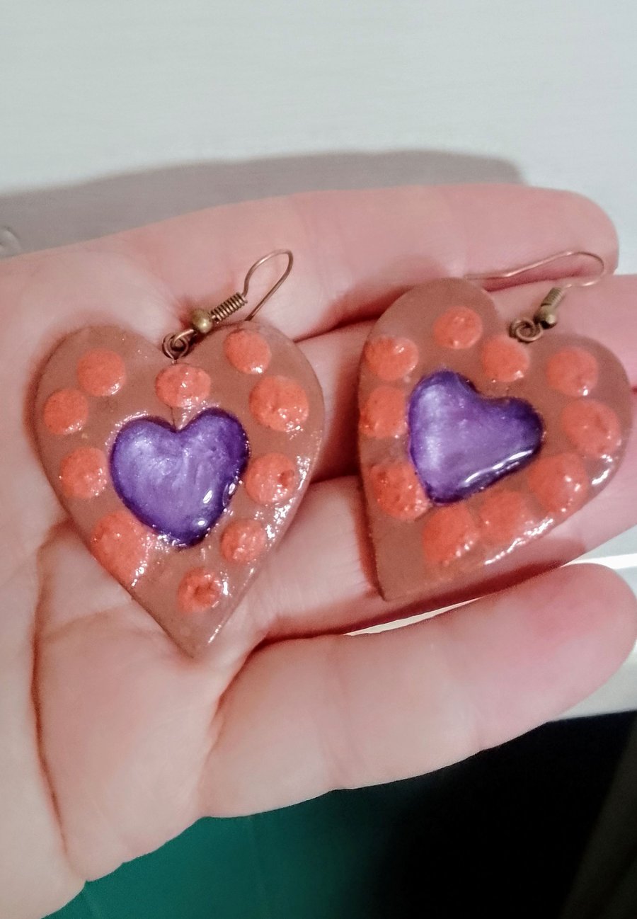 Chocolate and Jam Heart Earrings