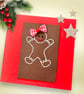 Christmas cards x 2 Mr and Mrs Gingerbread male and female, hand embroidered - Image 4